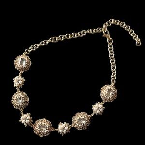 Chain Belt Gold Sparkle Flower Belt with Pearl and Rhinestones Size 22” to 35”